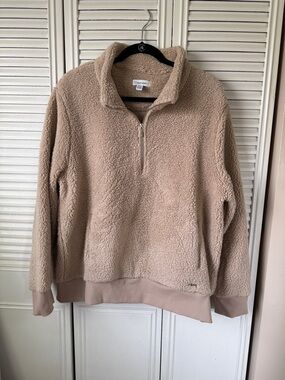 Calvin Klein Beige Sherpa Half-Zip Pullover